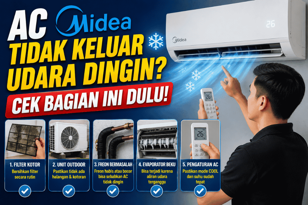 AC Midea tidak keluar udara dingin? Coba cek bagian ini dulu!