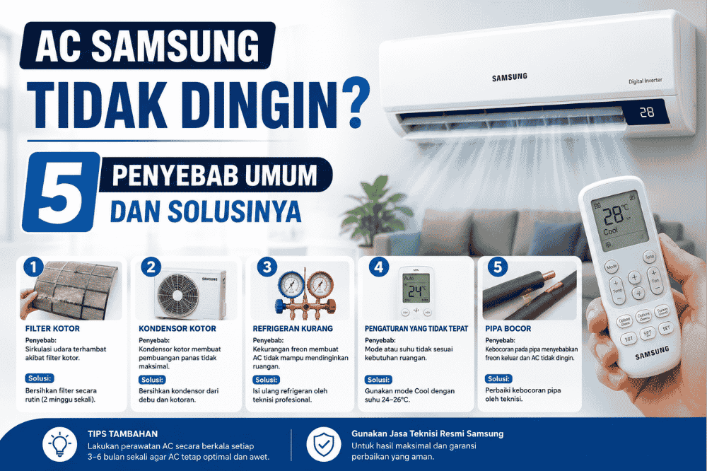 AC Samsung tidak dingin? Ini 5 penyebab umum dan solusinya!