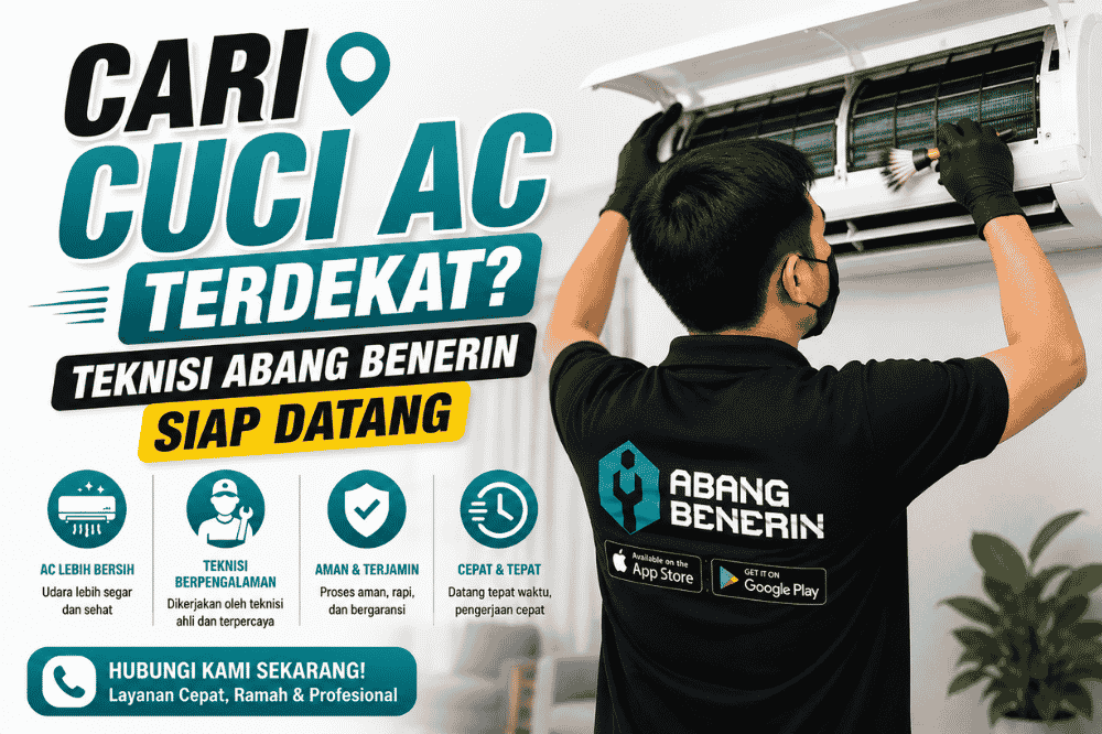 Cari cuci AC terdekat? Teknisi Abang Benerin siap datang!