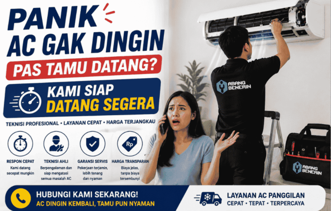 Panik AC Gak dingin pas tamu datang? Kami siap datang segera!