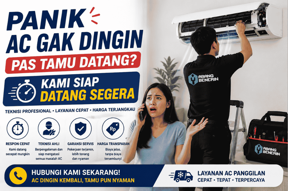 Panik AC Gak dingin pas tamu datang? Kami siap datang segera!