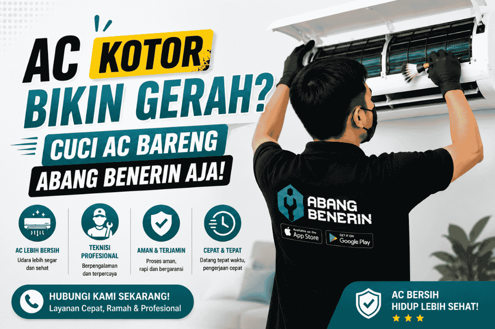 AC kotor bikin gerah? Cuci AC Bareng Abang Benerin